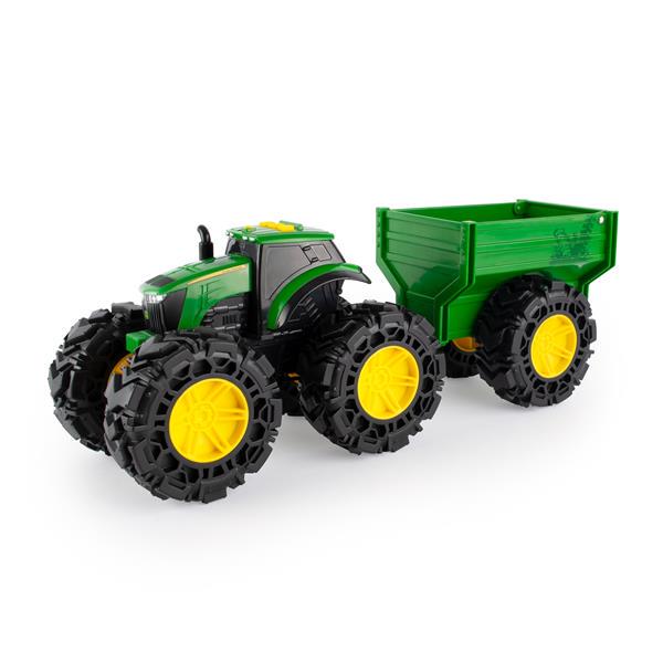 Игрушечный трактор John Deere Kids Monster Treads с прицепом и большими колесами (47353) - фото 1