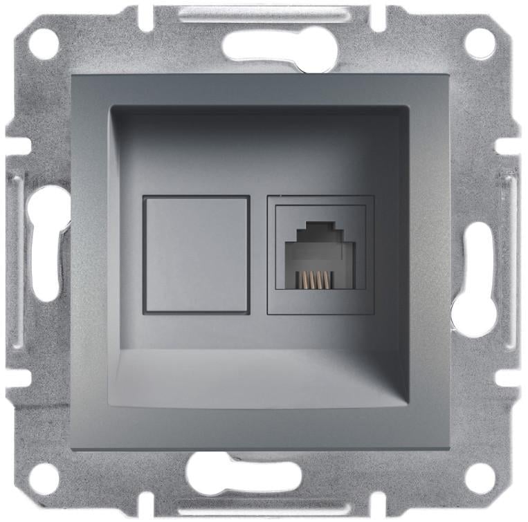 Розетка одинарная телефонная Schneider Electric RJ-11 Asfora Стальной