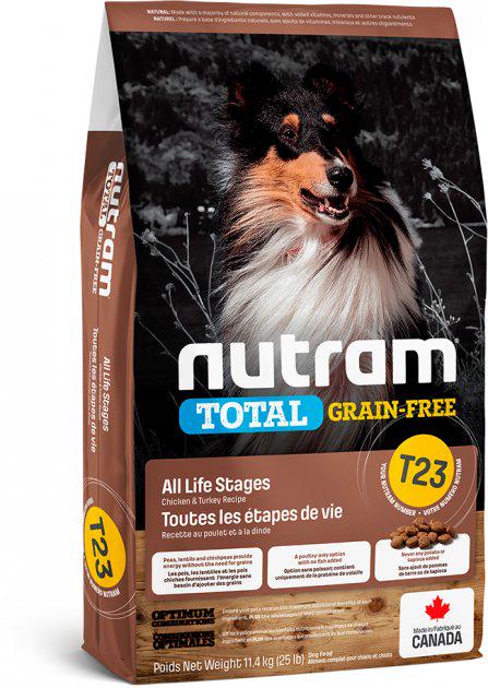 Корм сухой беззерновой для собак Nutram T23 Chicken and Turkey Dog 11,4 кг (24149260)