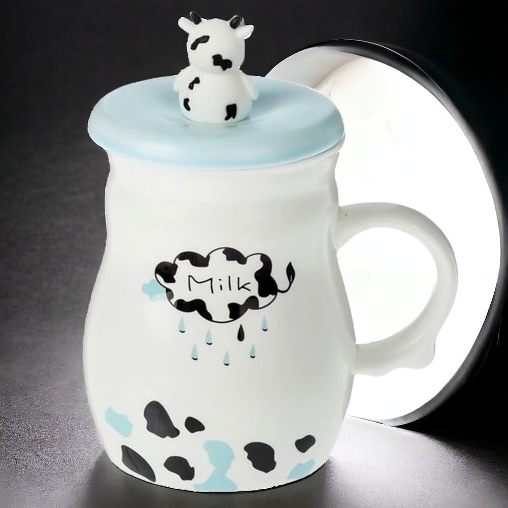 Чашка керамическая с крышкой и ложкой Молоко-энергия 420 мл Голубой (21-бла-О8030-16) - фото 2 Чашка керамическая с крышкой и ложкой Молоко-энергия 420 мл Голубой (21-бла-О8030-16) - фото 2