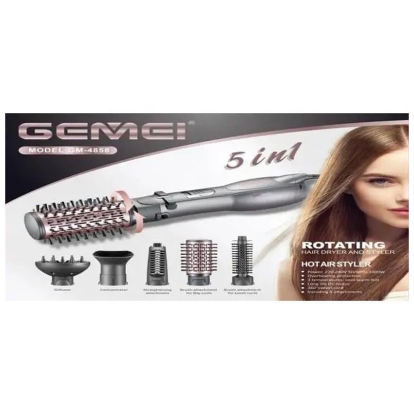 Стайлер для сушки укладки волос Gemei GM-4858 1000 Вт 5 насадок Серый (2547530251) - фото 3 Стайлер для сушки укладки волос Gemei GM-4858 1000 Вт 5 насадок Серый (2547530251) - фото 3