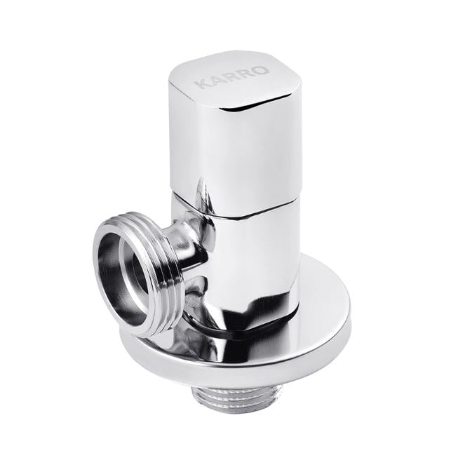 Кран приборный угловой Karro KR-03123 New латунь 1/2"х3/4" Хром