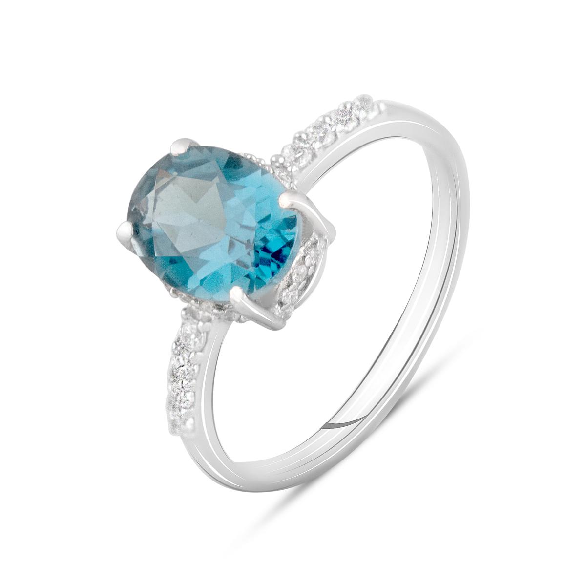 Кольцо серебряное с топазом Лондон Блю 2,45 ct 2,13 г р. 18 (2121848)