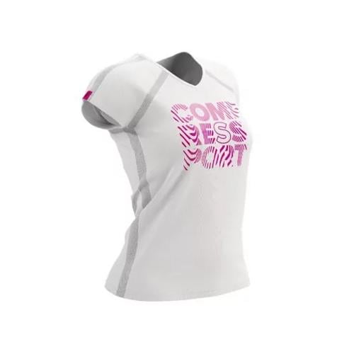 Футболка женская Compressport Training SS Tshirt Woman Ladies 2022 XS White/Pink (AW00118L 014 0XS)