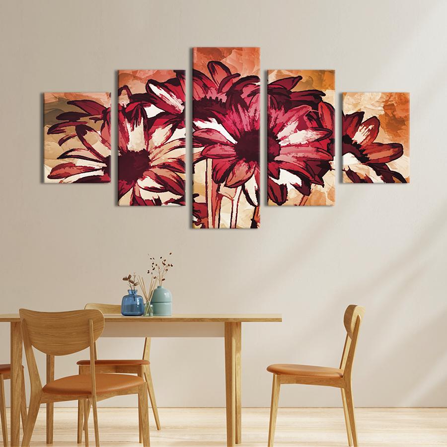 Картина на холсте Красивые акриловые цветы 162x80 см (768-52)