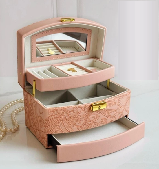 Ящик для украшений 3 яруса 15х13 см Розовый (Y-051-7)