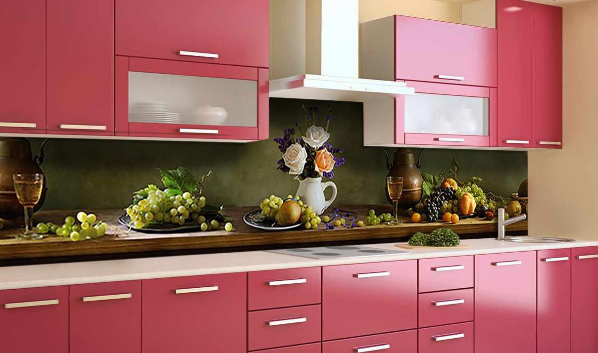 Кухонный фартук Осенние фрукты из самоклеющейся виниловой пленки 60х250 см Коричневый