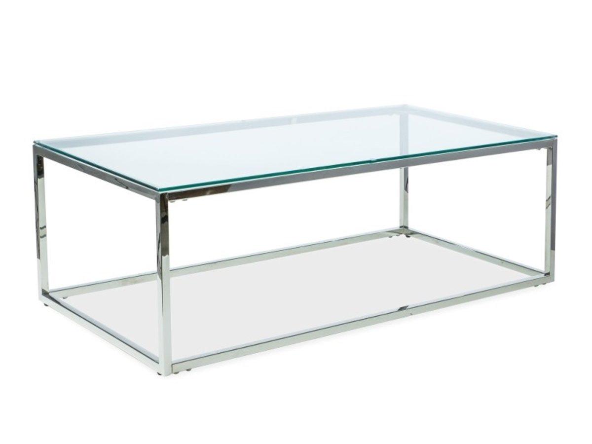 Журнальный столик для гостиной Signal HILTON A 1200х600х400 мм Закаленное стекло/Нержавеющая сталь цвет Прозрачный/Серебряный (HILTONAS)