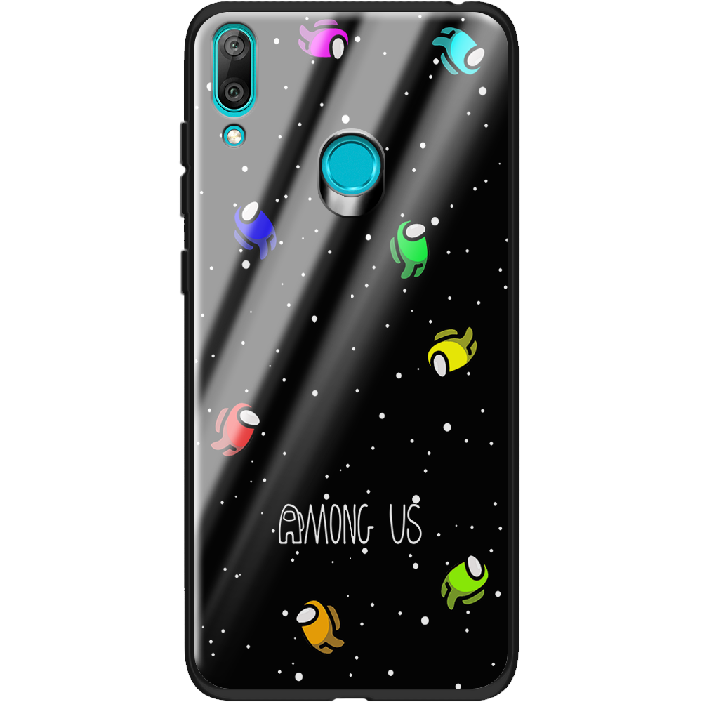 Чехол Boxface Huawei Y7 2019 Among Us Invisible Черный силикон со стеклом (36044-bk76-37730)