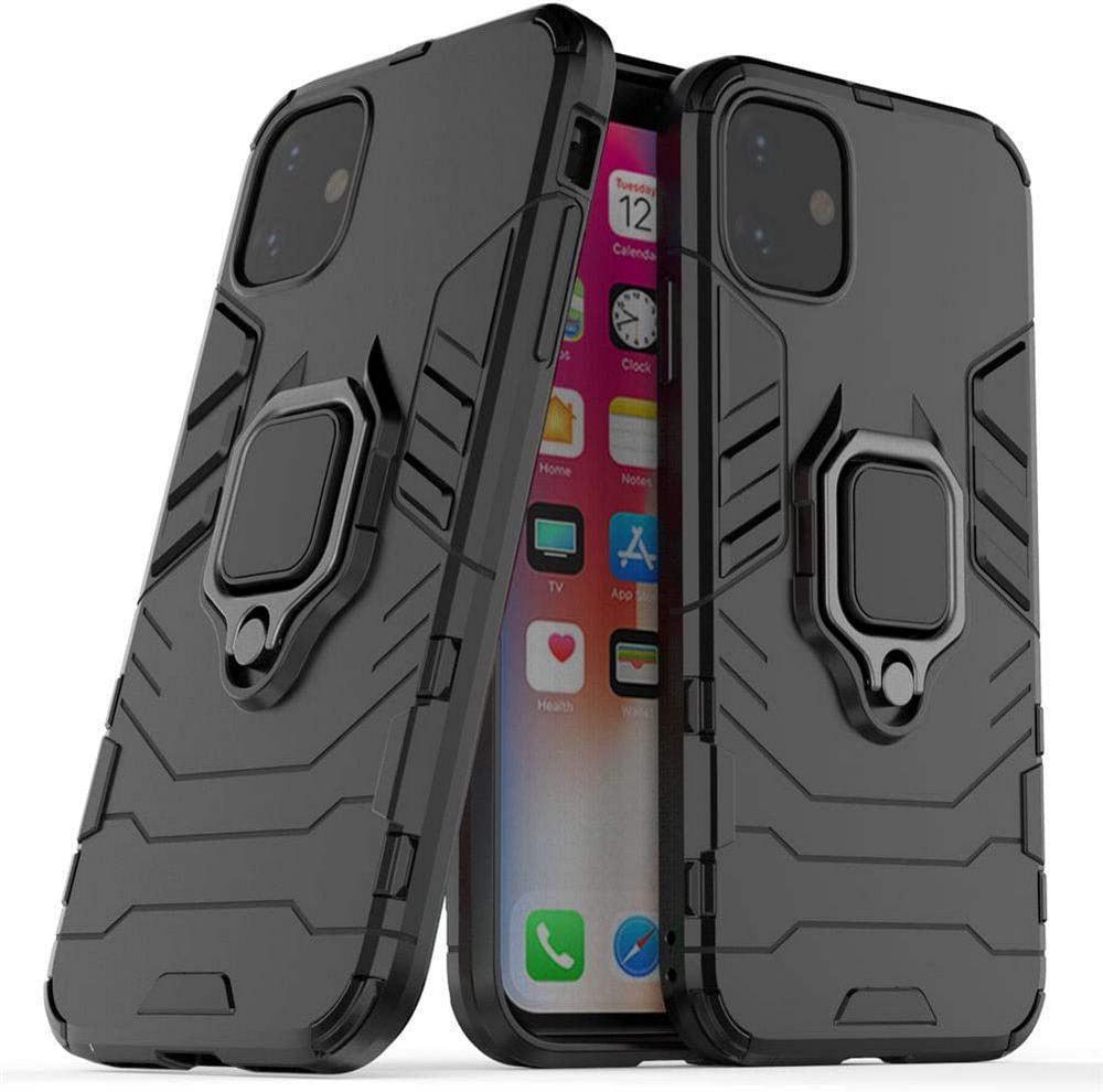 Противоударный чехол iPhone 11 (подставка кольцо) Black (29686-2B)