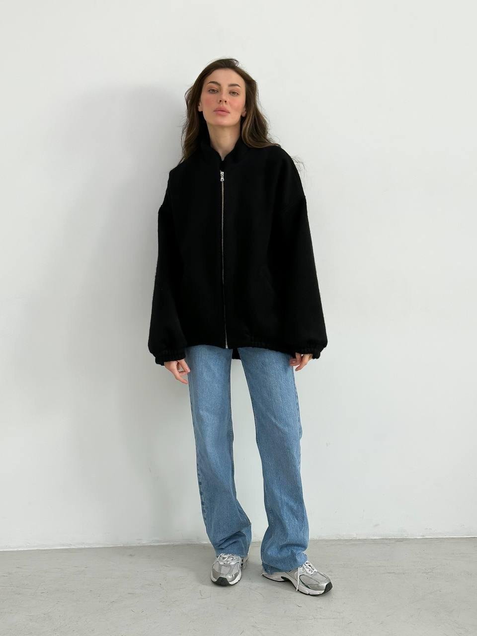 Бомбер женский ZF Inspire 1622 из пальтовой ткани L-XL Черный (1622-Ч-L-XL)