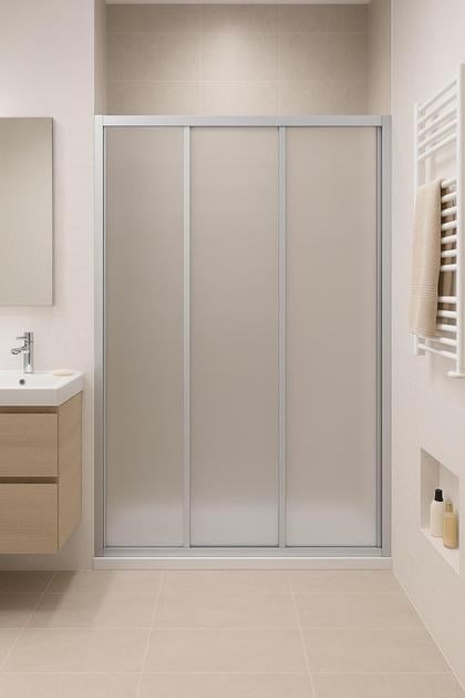 Штора-кабіна для душу SUNWAYS Crystal трьохсекційна розсувна матове скло 120х190 см - фото 2