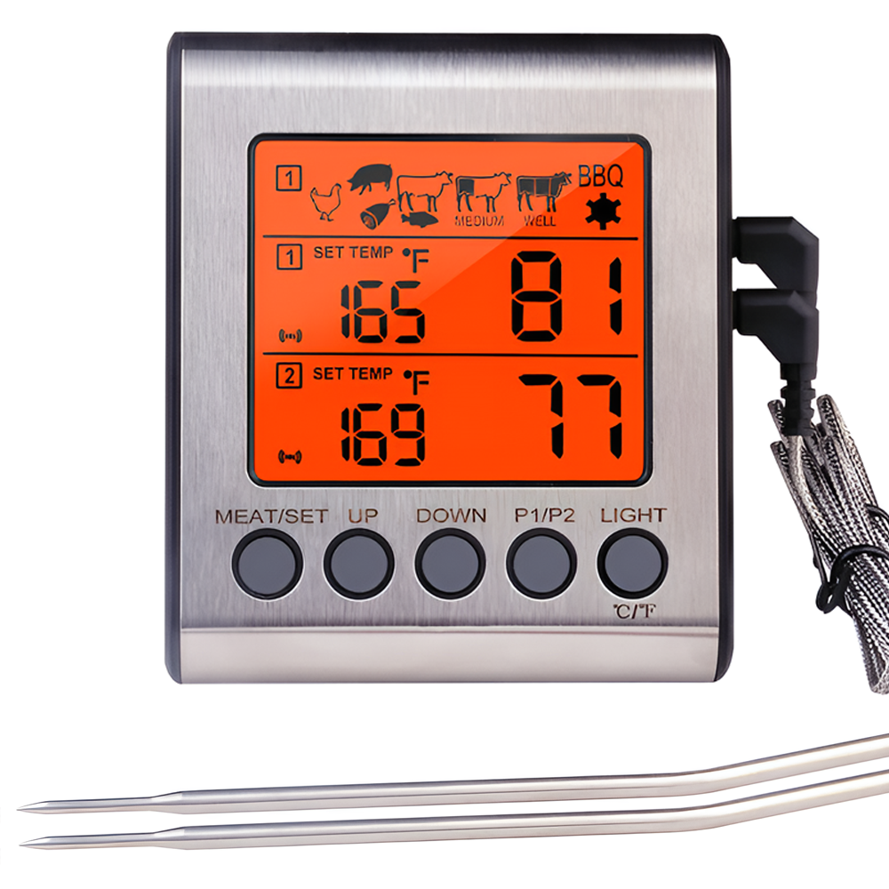 Термометр-таймер кухонный UChef YZ6031 с 2-мя выносными щупами сигнализатором магнитом и программами жарки мяса (1289) Термометр-таймер кухонный UChef YZ6031 с 2-мя выносными щупами сигнализатором магнитом и программами жарки мяса (1289)