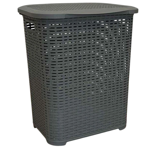 Корзина для белья с крышкой Tuffex Rattan 45 л Серая