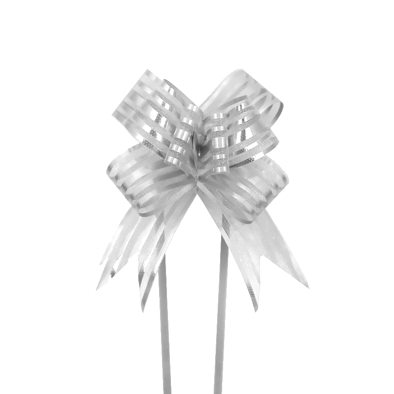 Бант-затяжка Lesko Silver 30 мм для подарков