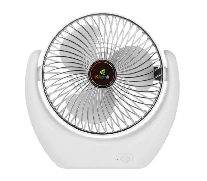 Вентилятор настольный Kisonli F105 White с аккумулятором 2000 мА·ч для дома и офиса (627459)
