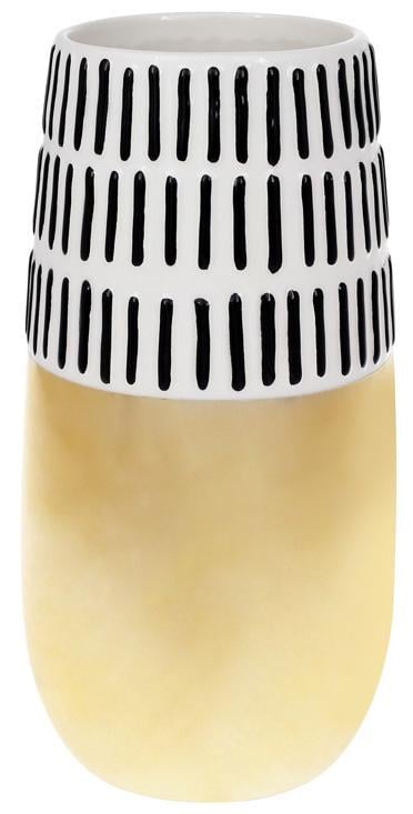 Ваза керамическая Kamarin в полосу 25,5 см Черный с золотым