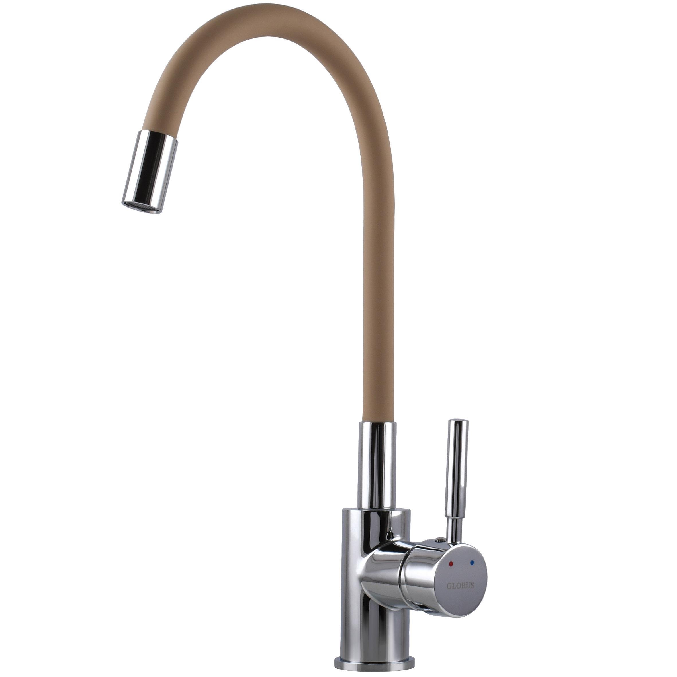 Смеситель для кухни Globus Lux Lazer GLLR-0203S-BG15 000029287 с гибким изливом Бежевый (249736)
