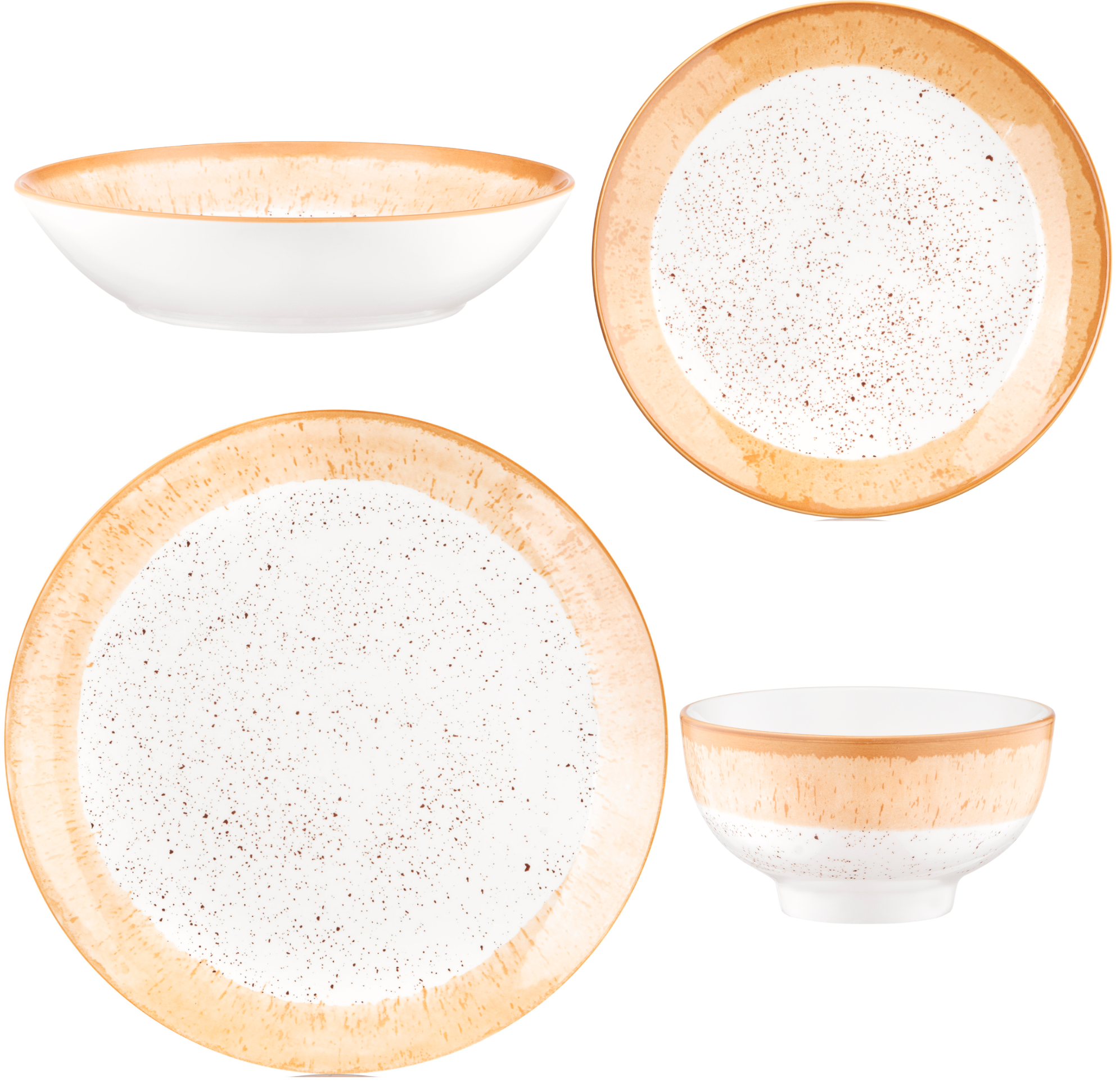 Столовый сервиз Ardesto Siena 4 предмета 1 персона фарфор Бело-оранжевый - фото 1