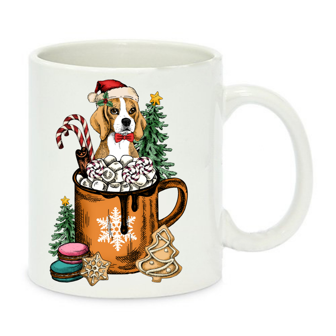 Чашка с принтом Праздничная собачка 330 мл Белый (001209)