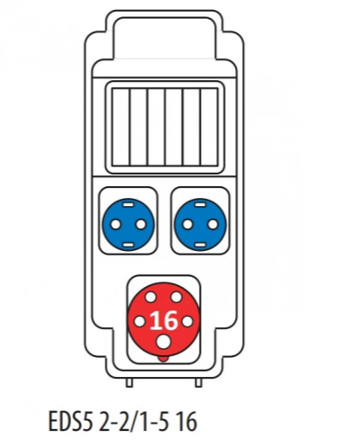 Строительный щит с розетками ETI 004483150 с разъемами EDS5 2-2/1-5 16 16A/5P-1 Schuko-2 АВ: C16/1-2 C16/3-1 с автоматическим выключением - фото 3