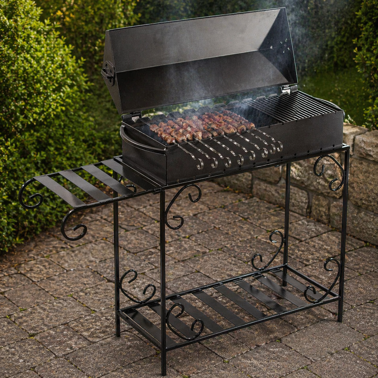 Мангал-барбекю Jooki Гефест на 12 шампурів 4 мм на дровниці