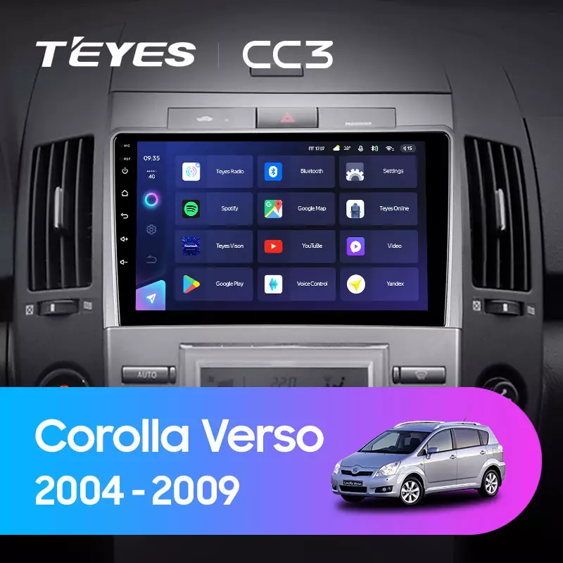 Автомагнитола штатная Teyes CC3 для Toyota Corolla Verso AR10 2004-2009 Android CC3 6/128G Wi-Fi/4G - фото 3