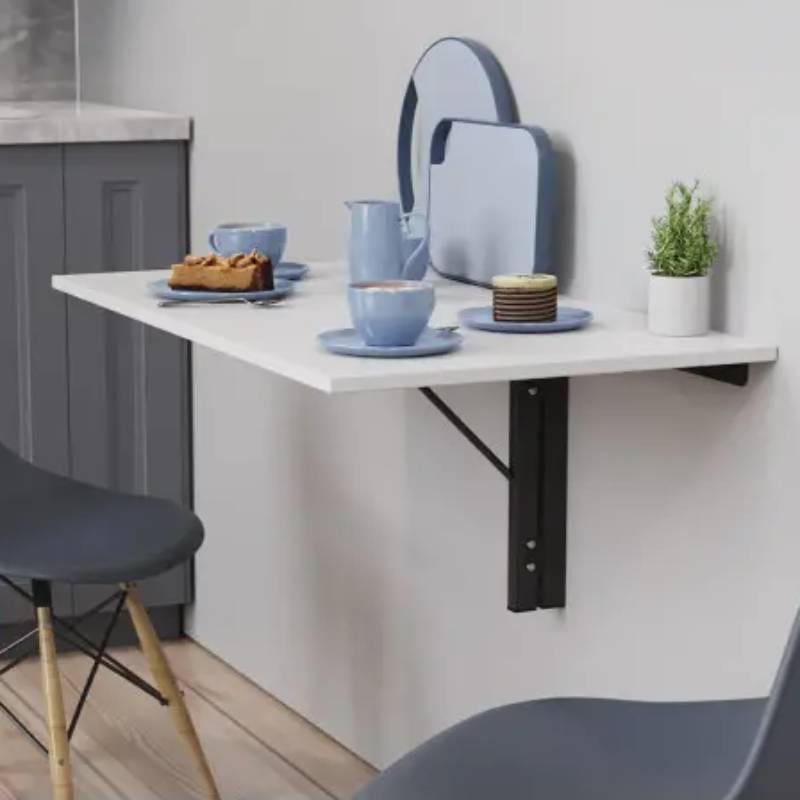 Обеденный стол-трансформер стеновой Ferrum-decor Ника металл/ДСП 16 мм 420x900x500 мм Черный/Белый (FRD-105164) - фото 1 Обеденный стол-трансформер стеновой Ferrum-decor Ника металл/ДСП 16 мм 420x900x500 мм Черный/Белый (FRD-105164) - фото 1