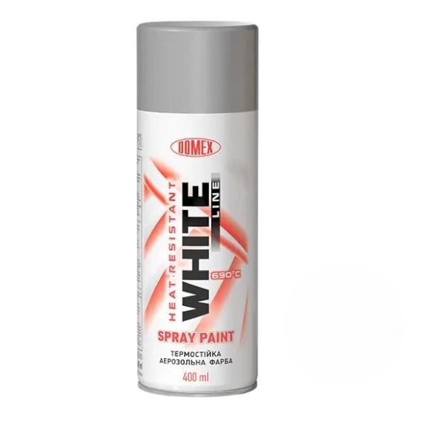 Аэрозольная краска Domex WHITE LINE высокотемпературная 400 мл 121 Серебряный (2605608370)