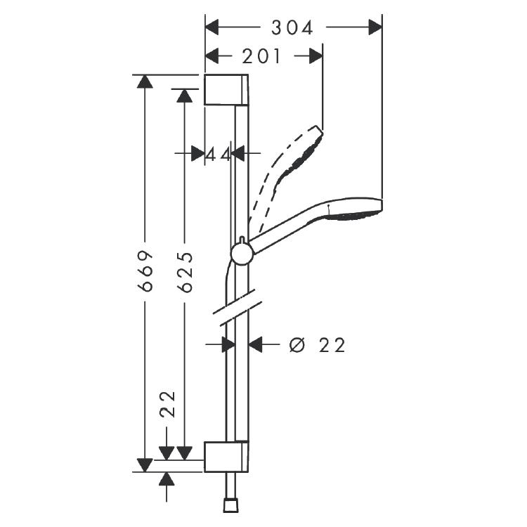 Душовий комплект Hansgrohe CROMA SELECT E 26580400 із штангою Хром (111827) - фото 2