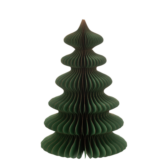 Ялинка з переробленого паперу J-LINE зеленого кольору із золотим напиленням висота 38 см