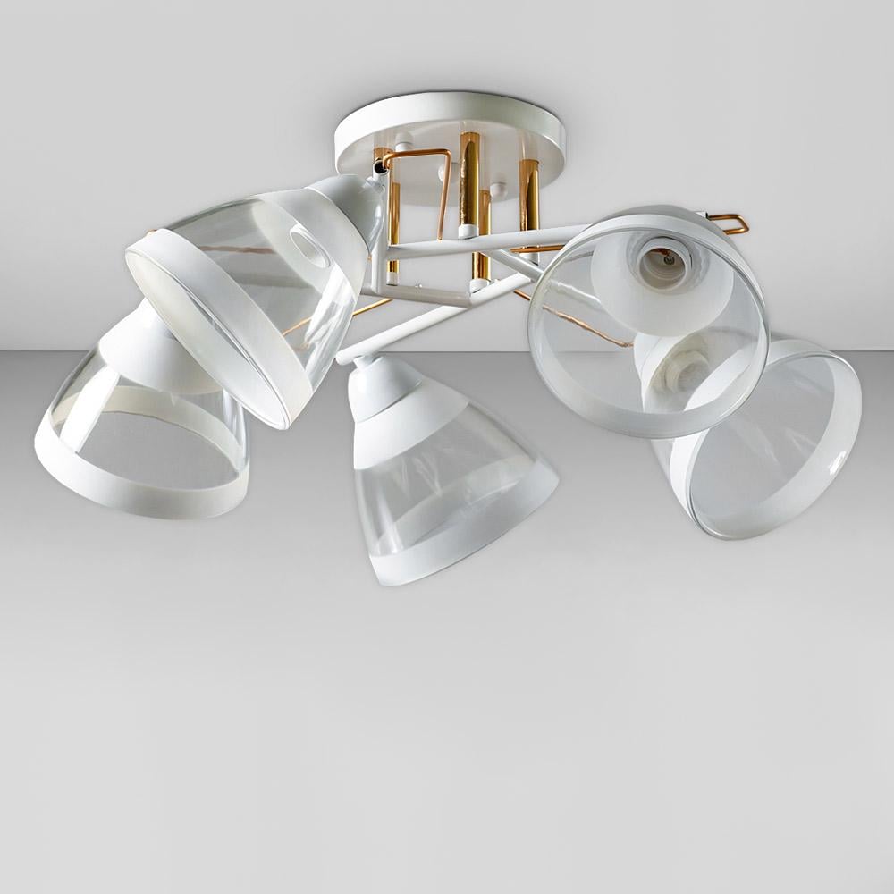 Люстра потолочная Light House SC-18697/5 FG/WH d 560х240 мм Белый/Золотой/Прозрачный