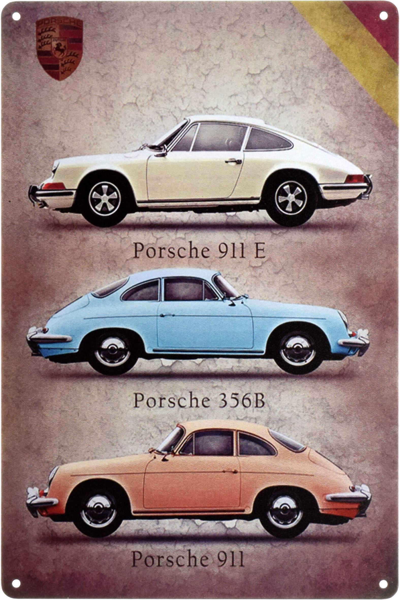 Табличка металлическая Porsche Retro 20x30 см