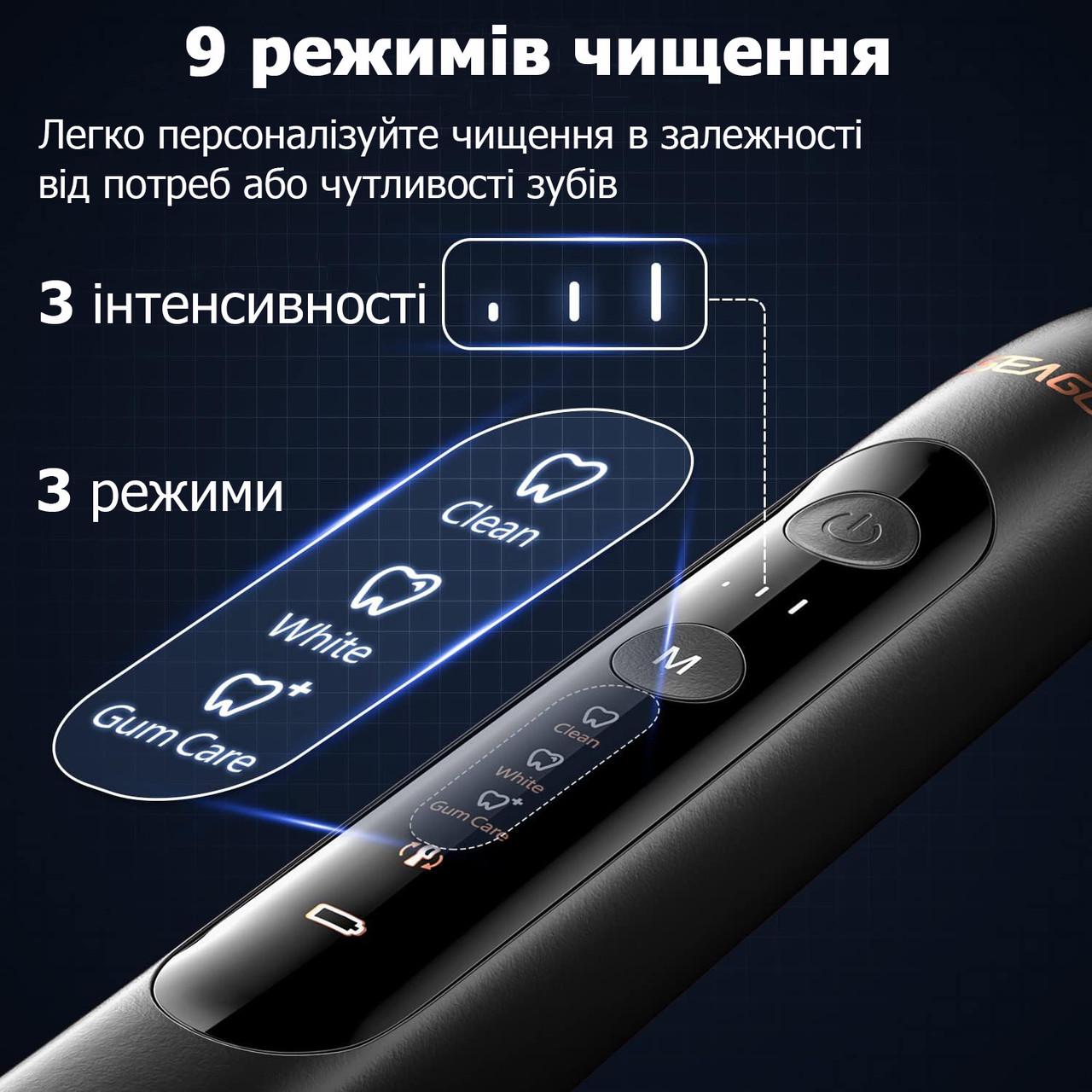 Зубна щітка електрична звукова SG-982 ультравідбілююча 8 насадок 42000 коливань (14070805) - фото 4 Зубна щітка електрична звукова SG-982 ультравідбілююча 8 насадок 42000 коливань (14070805) - фото 4