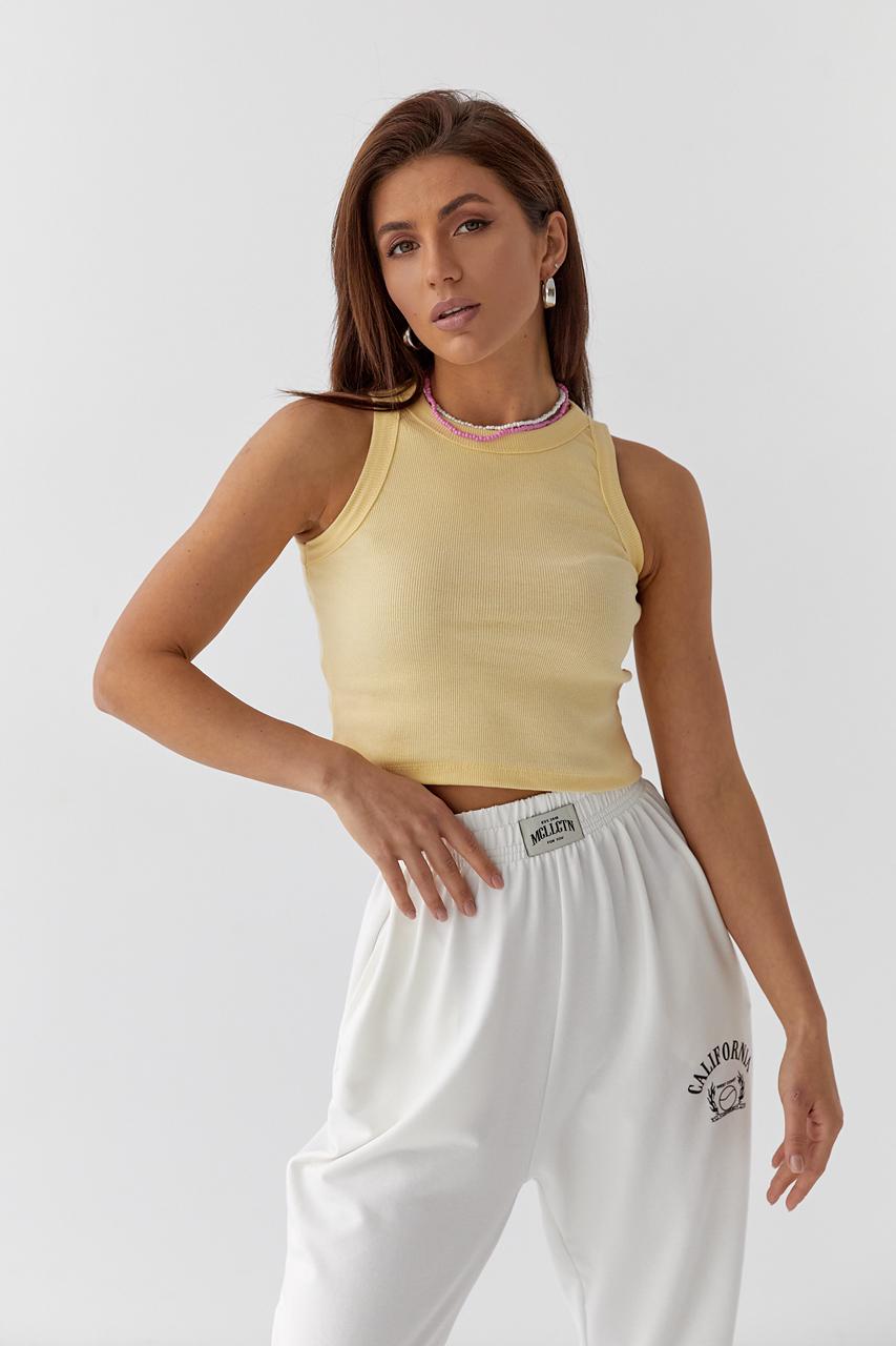 Майка женская базовая Enjoy Carnavale из трикотажа в рубчик L Лимонный