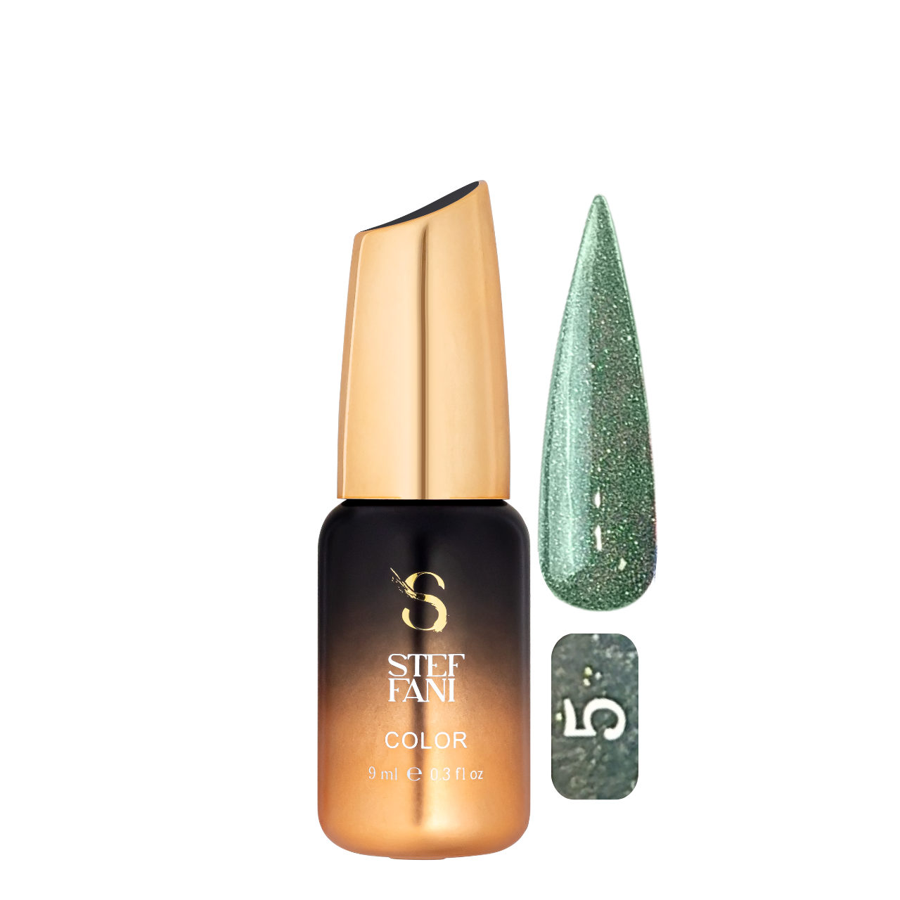 Гель-лак для нігтів із блискітками Steffani Color Gel Polish Starlight 9 мл 05 Зелений із шиммером