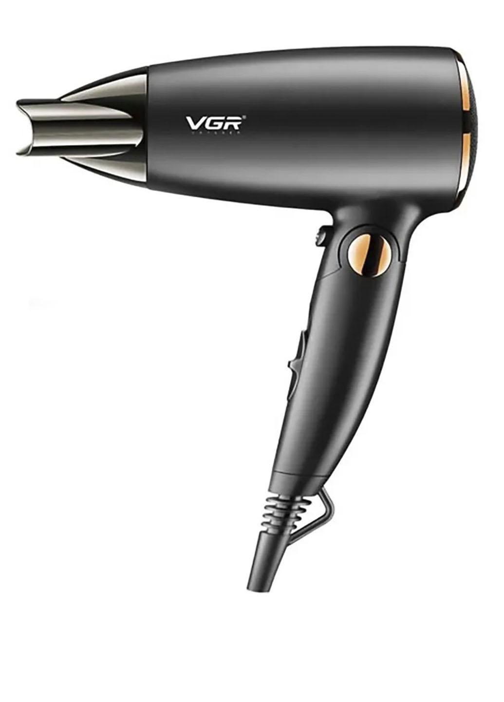 Фен для укладки волос дорожный VGR V-439 компактный горячий и холодный воздух Черный (5165)