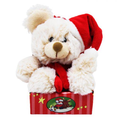Мягкая игрушка Новогодний мишка 10х14х13 см Beige (177156) Мягкая игрушка Новогодний мишка 10х14х13 см Beige (177156)