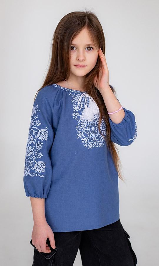 Вишиванка дитяча для дівчинки Вишиваночка р. 116 Синій (917-7)