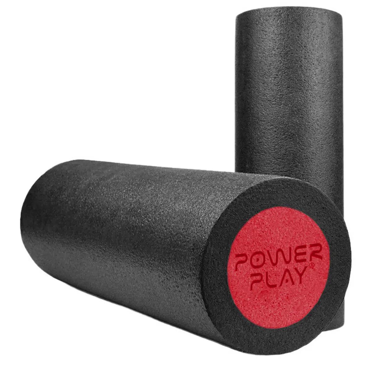 Масажний ролик гладкий PowerPlay 4021 Fitness Roller 45x15 см Чорно-червоний