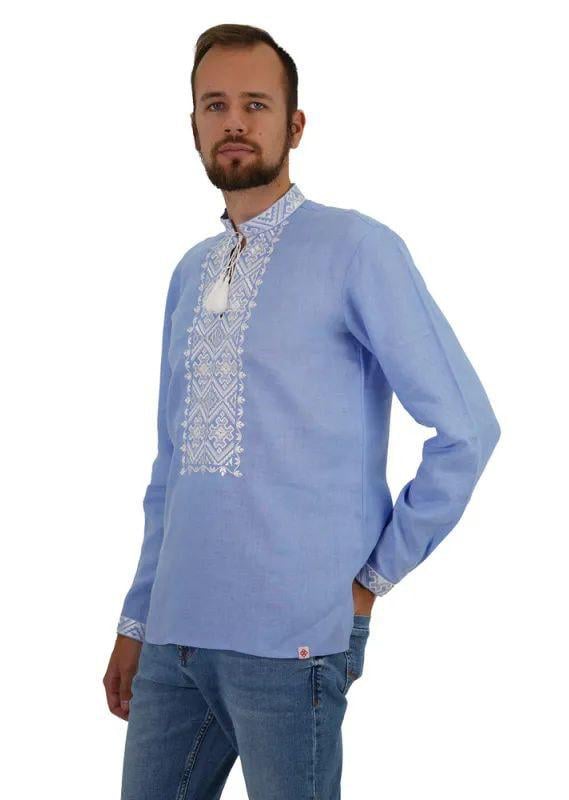 Вышиванка мужская р. 56 Голубой (553) - фото 3 Вышиванка мужская р. 56 Голубой (553) - фото 3