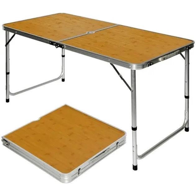 Комплект для пикника раскладной стол с 4 стульями RIAS Folding Table алюминиевый 120х60х70 см Brown (3_05459) - фото 2