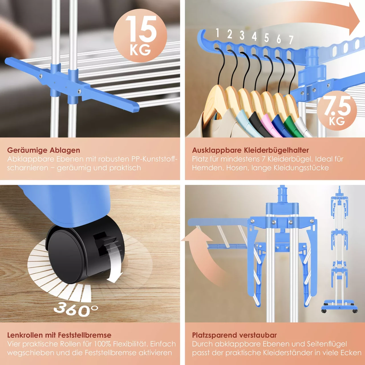 Сушарка для білизни KESSER 126 см 50 кг (4255598324533) - фото 7