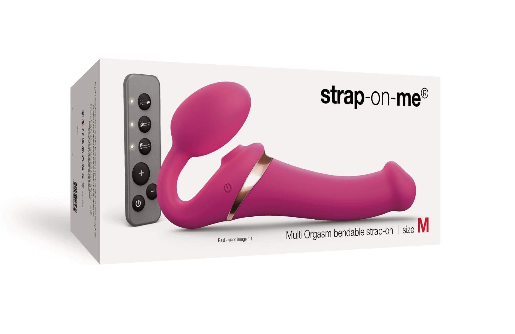Страпон безремневой Strap-On-Me MULTI ORGASM Fuchsia M регулируемый с вибрацией и вакуумной стимуляцией ( 38131673)