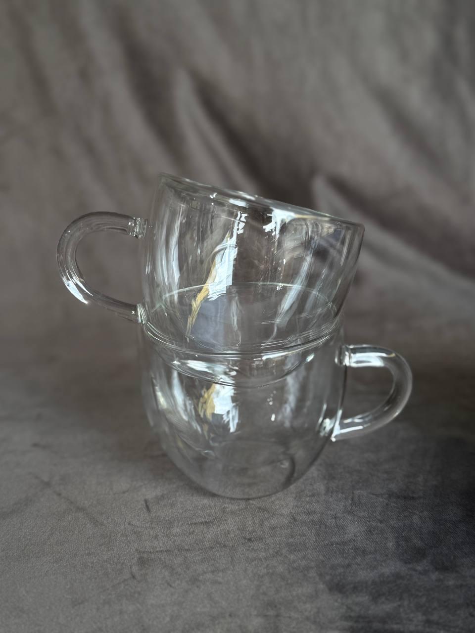 Набір чашок із подвійними стінками Vittora Twin боросилікатне скло 350 мл 2 шт. Прозорий (VT-5304-350) - фото 2