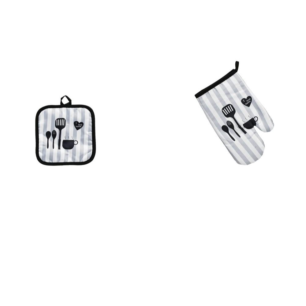 Кухонная перчатка-прихватка и полотенце Stenson Cook в линию 16х25 см и 17х17 см Разноцветный (R32345)