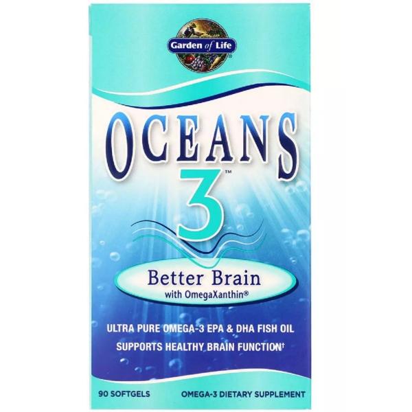 Омега 3 Garden of Life Oceans 3 Better Btain with Omega Xanthin 90 капс. (000021516)