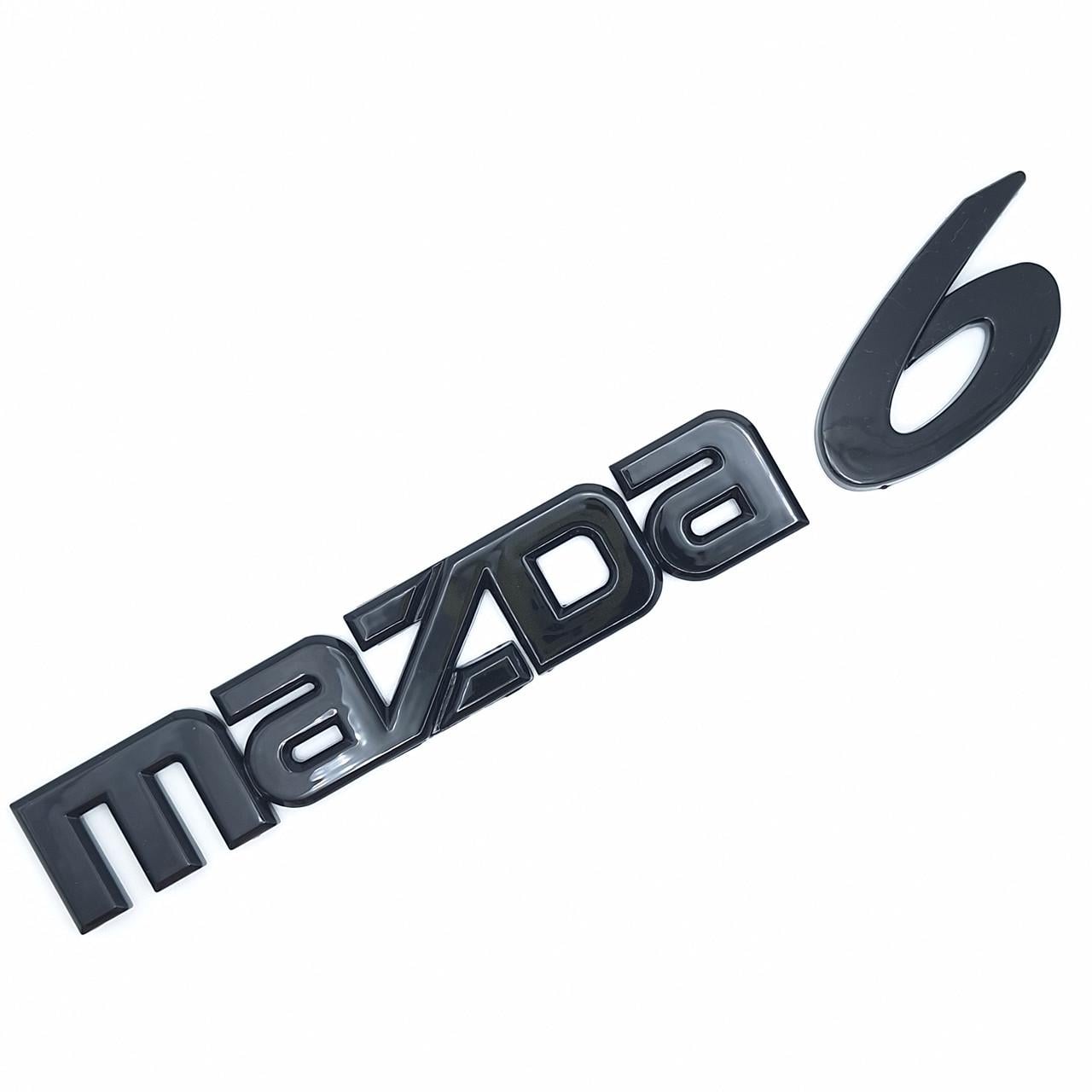 Емблема напис Mazda 6 на багажник ABS 20х4,2 см Чорний глянцевий (1704376233)