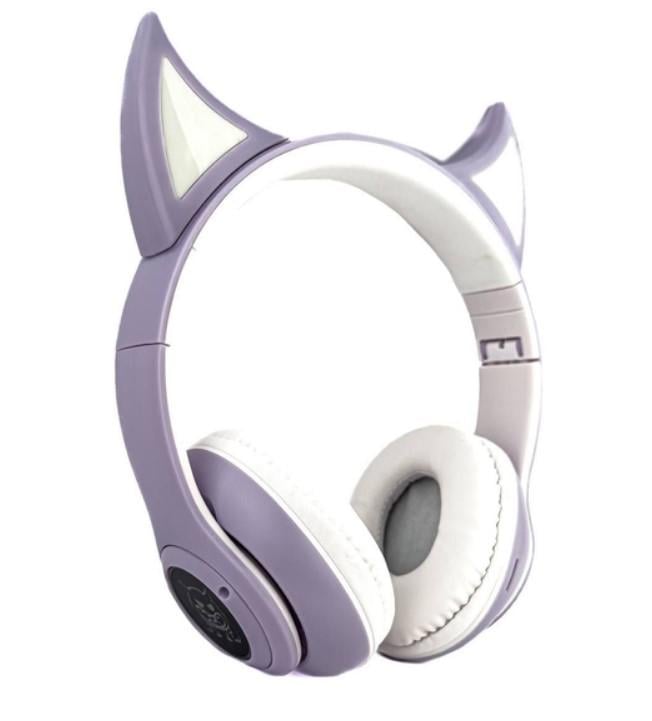 Наушники беспроводные STN-25 с ушками и подсветкой Фиолетовый (2104618666)