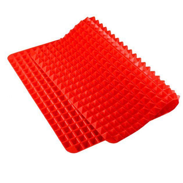 Килимок термо піраміда для барбекю і запікання силіконовий 40х27 см Червоний